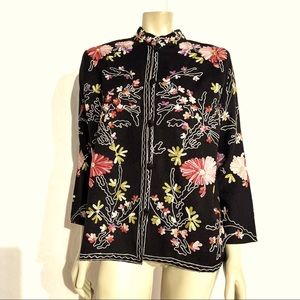 BOSTON PROPER Crewel Embroidered Blazer/Jacket